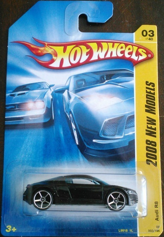 2008 Hot Wheels New Models Audi R8 Black With OH5SP Wheel Variant #003/196