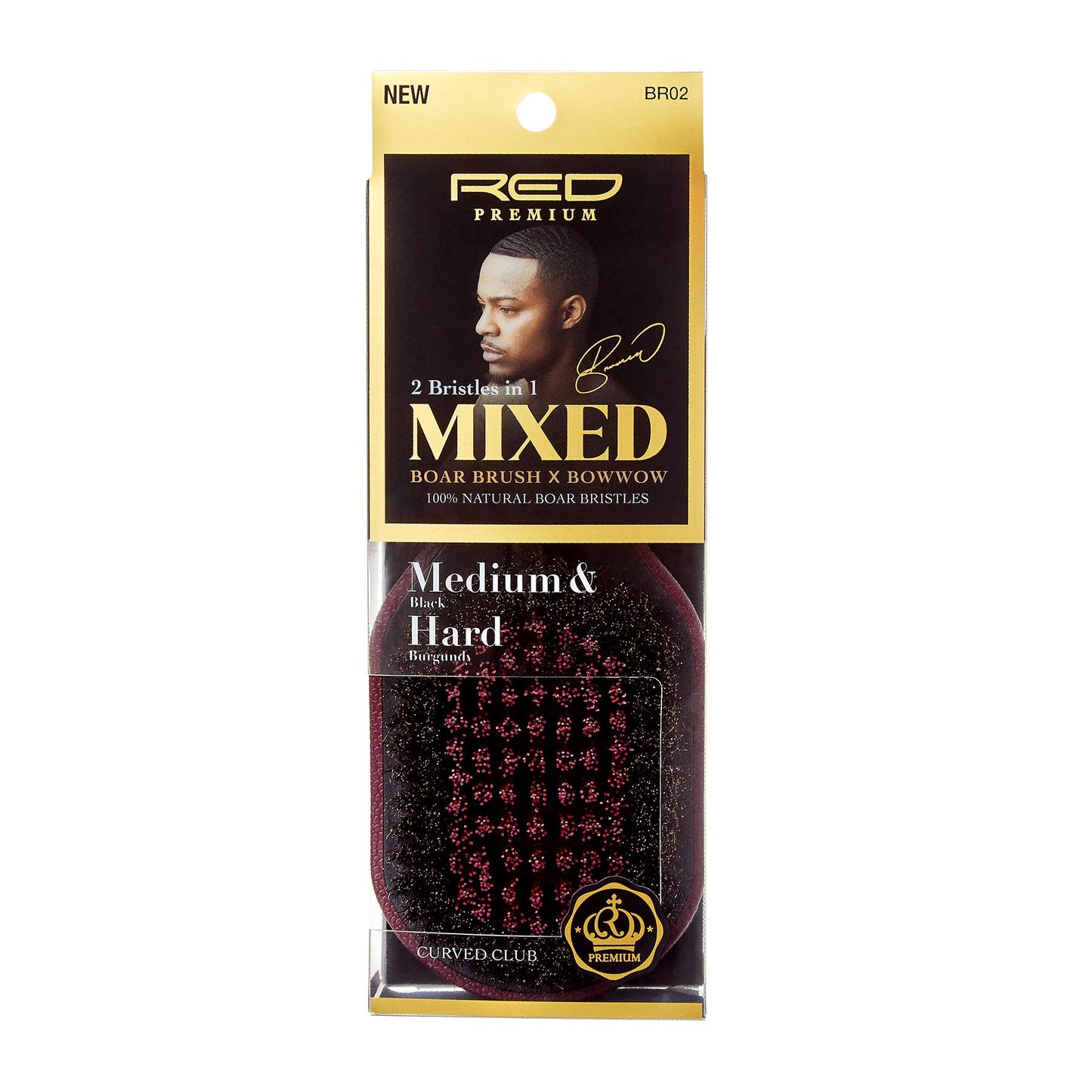 Red Premium 2 Bristles In 1 Body Mixed Club Boar Brush X BowWow (Medium&Hard)