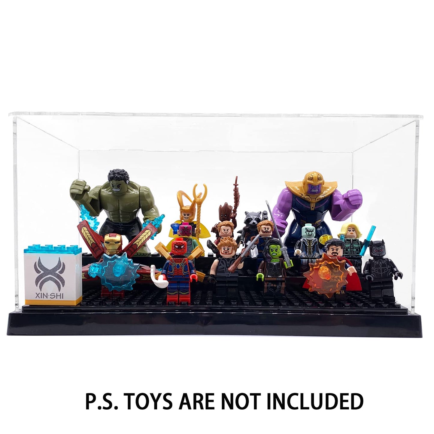 Display Case for Minifigure Action Figures Blocks, Display Box Storage for Lego Minifigures, Fit for Lego Lovers,Black