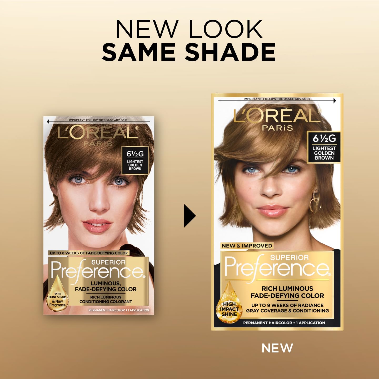 L'Oreal Paris Superior Preference Luminous Fade-Defying Permanent Hair Color, Hair Dye For Up to 9 Weeks of Radiance, Lightest Golden Brown 6.5G, 1