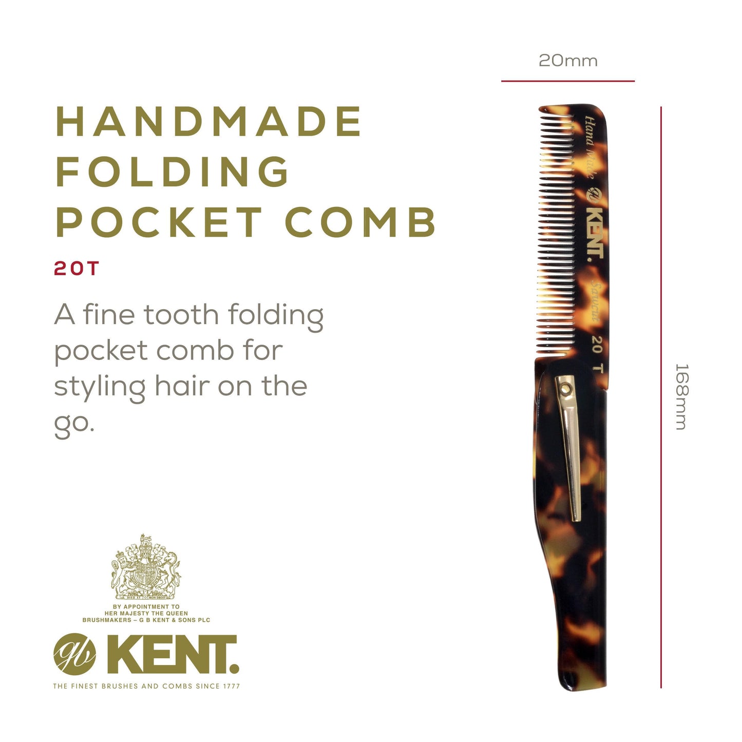 Kent Combs 20T, 81T, FOT for Men Beard Comb Set, Folding Comb for Travel and Home Care, Mustache and Mini Combs for Men, Handmade Mens Beard Grooming Beauty and Personal Care KENT