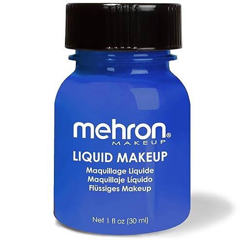Mehron Makeup Liquid Makeup | Face Paint and Body Paint Perfect for Halloween, Cosplay I Air Brush Compatible Body Paint(1 oz) (Blue)