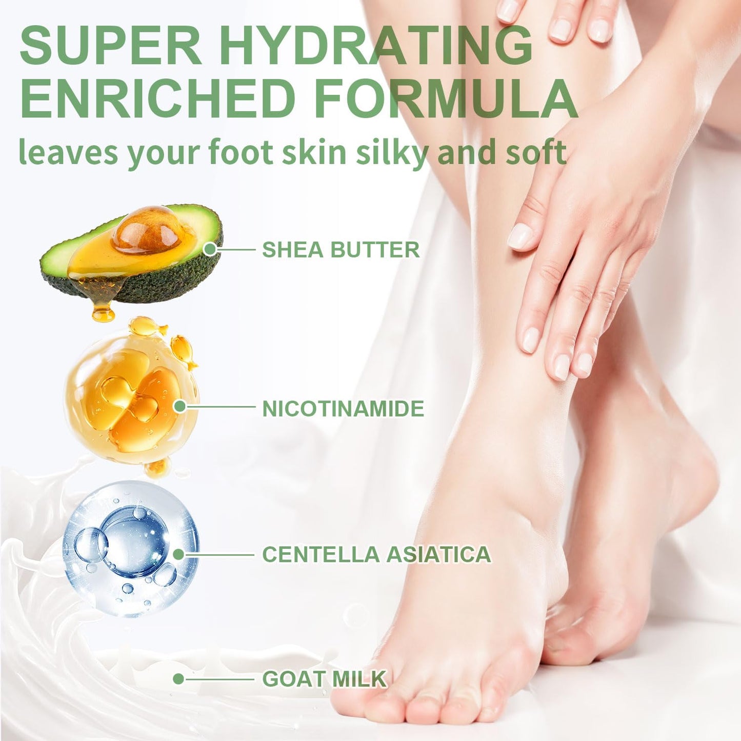 SULADEC Moisturizing Foot Mask with Shea Butter and Goat Milk, Hydrating Foot Masks for Dry Cracked Feet, Dry Skin Moisturizer for Soft and Smooth Beauty and Personal Care SULADEC