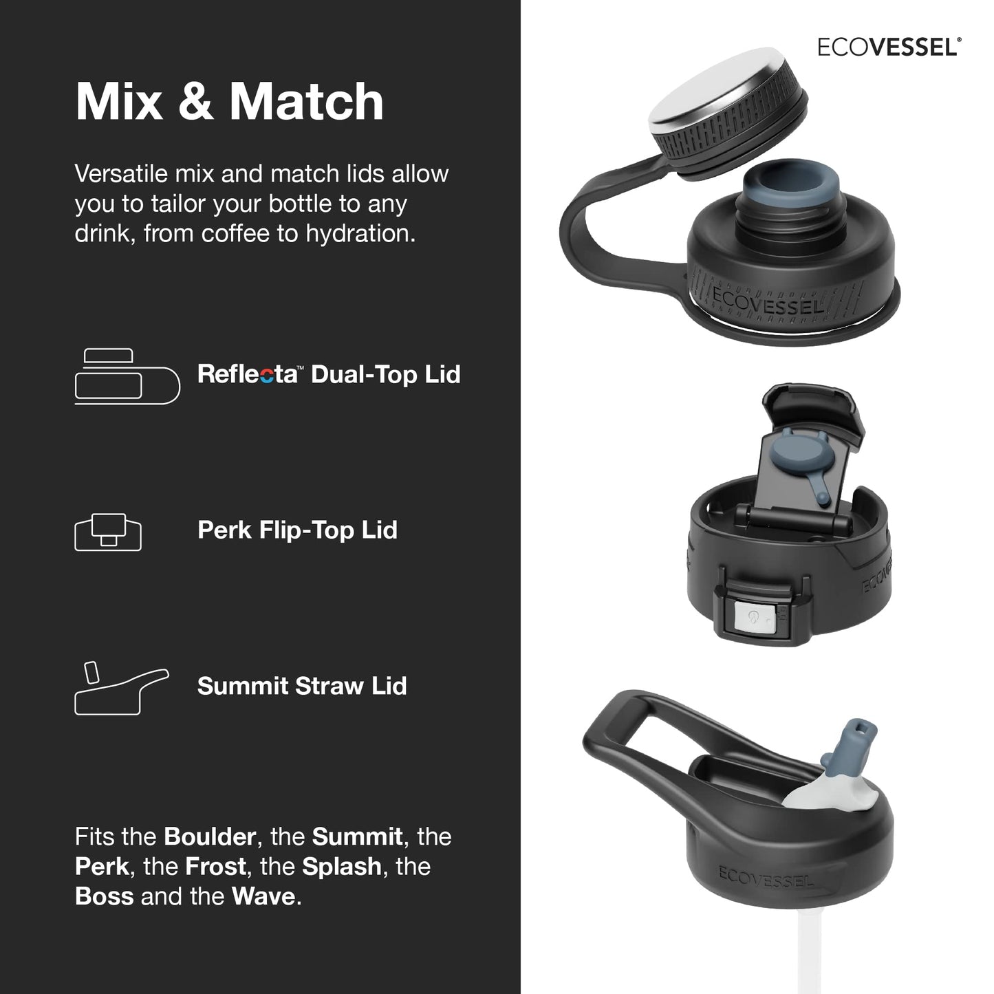 EcoVessel WAVE Tritan Plastic Sports Water Bottle with Flip Top Straw, Leak Proof Lid, and Carry Handle Reusable Water Bottle for Gym 24 oz (Forest…