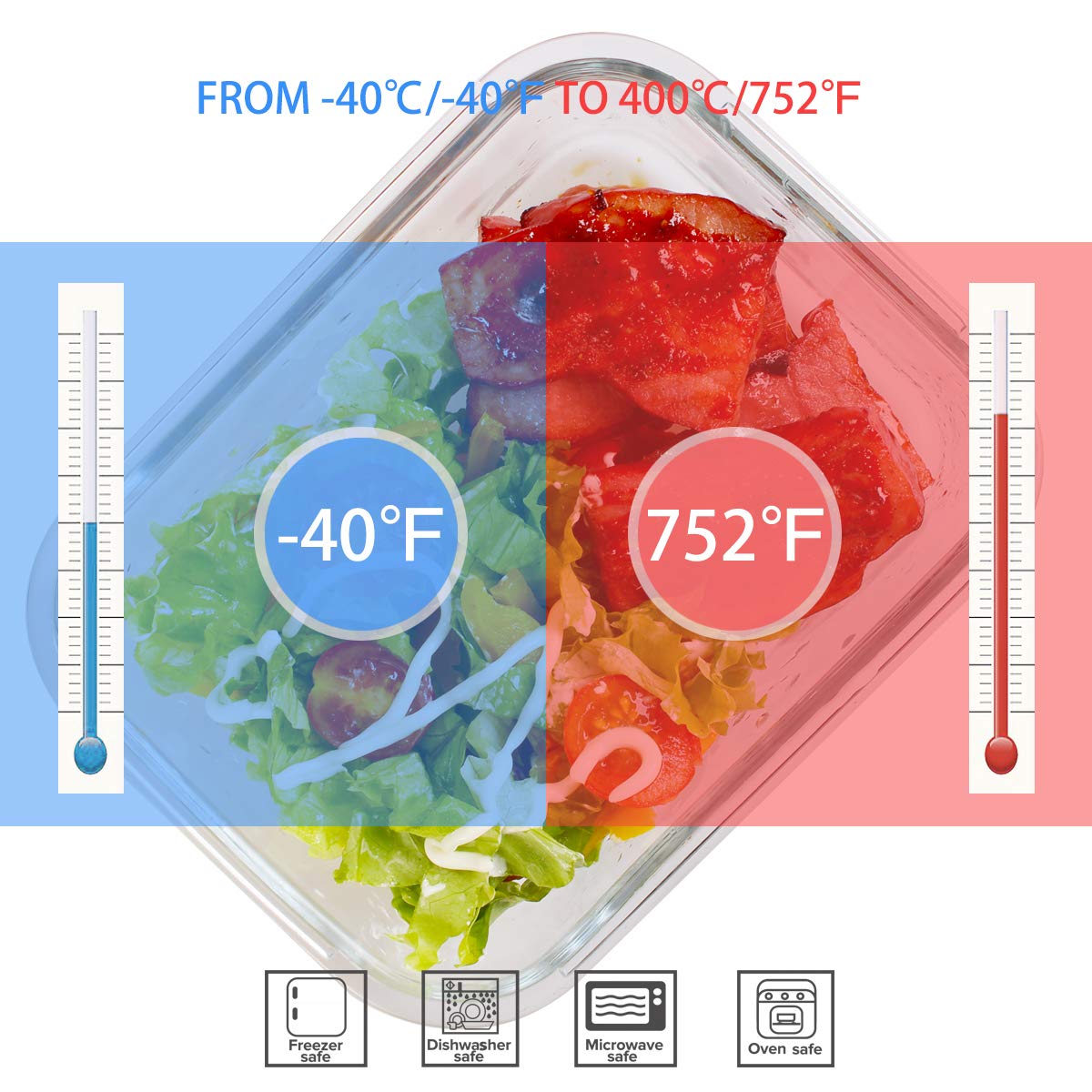 AILTEC Glass Food Storage Containers with Lids, [18 Piece] Glass Meal Prep Containers, Containers for Food Storage with Lids, BPA Free & Leak Proof…