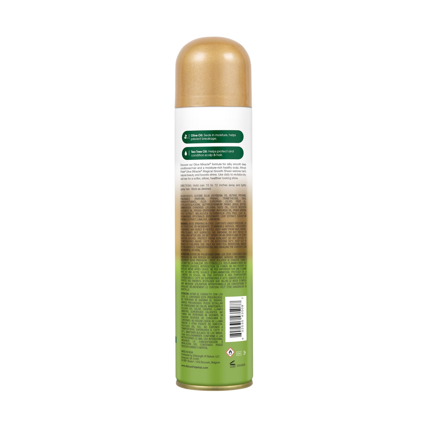 African Pride Olive Miracle Magical Growth Sheen Hair Spray - Enriched with Olive & Tea Tree Oil for Natural Beauty, Moisture & Shine, 8oz