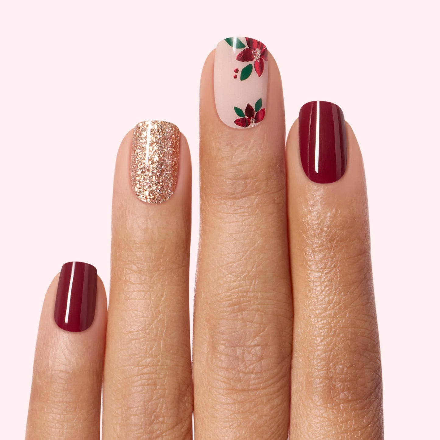 Dashing Diva Gloss Nail Strips - Poinsettia Princess - UV Free, Chip Resistant, Long Lasting Gel Nail Stickers - 3-Piece Manicure Set - Contains 32 Beauty & Personal Care Dashing Diva