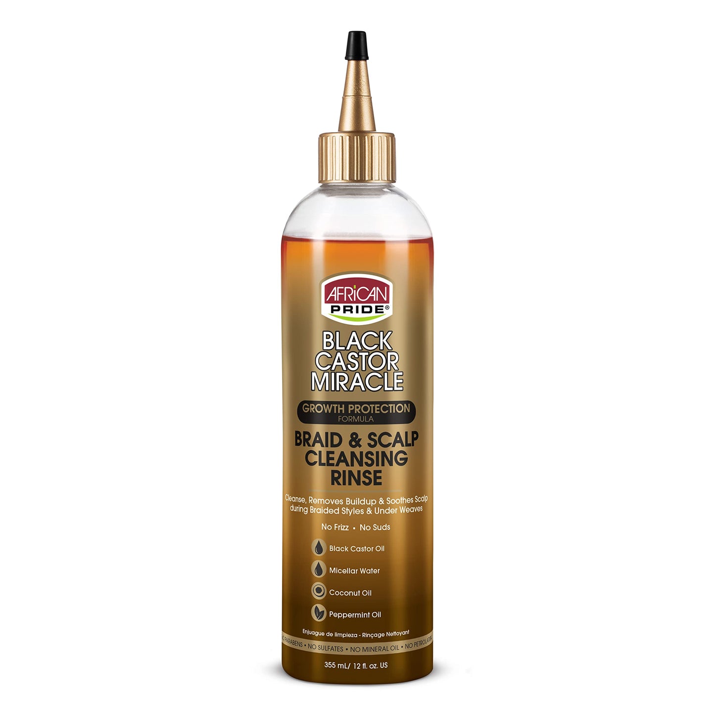 African Pride Black Castor Miracle Braid & Scalp Cleansing Rinse - Removes Hair Build Up & Soothes Scalp, No Frizz, Contains Black Castor Oil