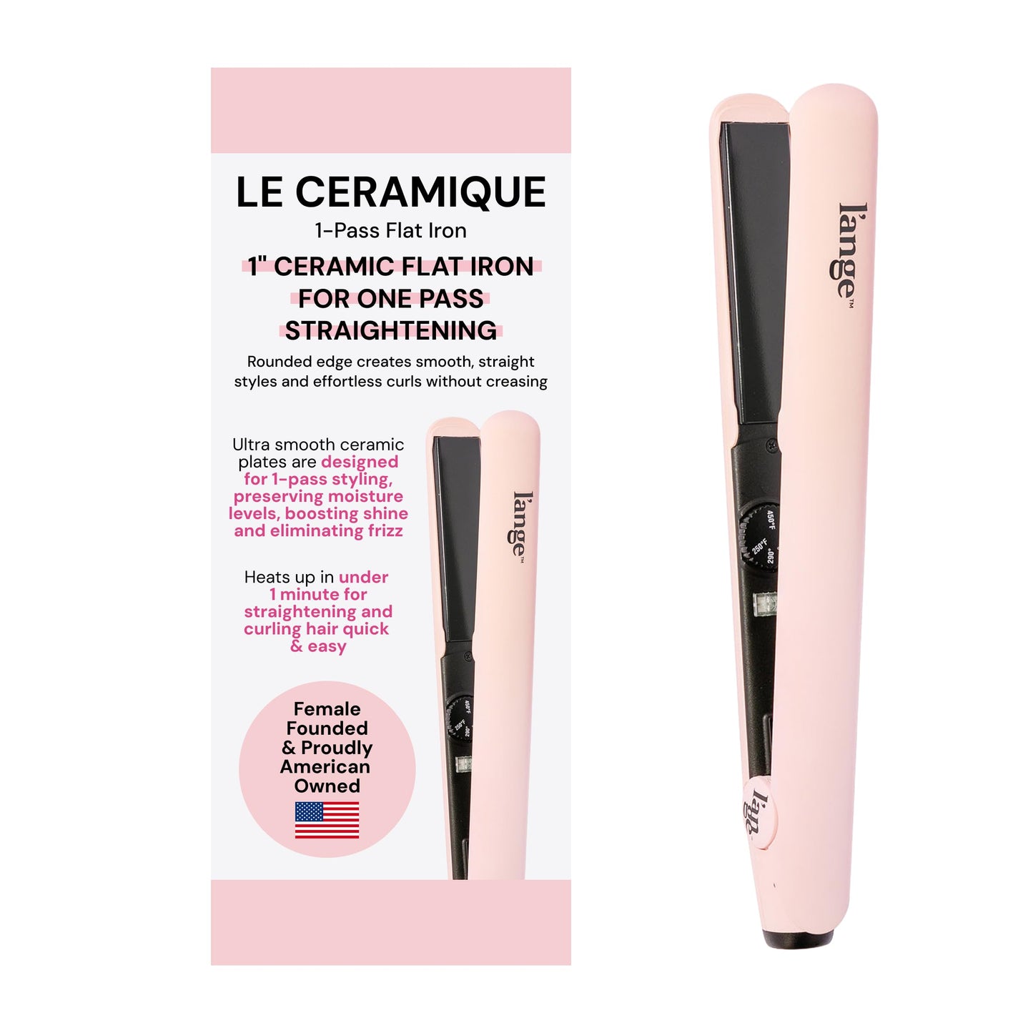 L'ANGE HAIR Le Ceramique 1-Pass Flat Iron Hair Straightener | Fast Heating Ceramic Flat Iron | Best Hot Tools Professional Hair Straightener to Lock
