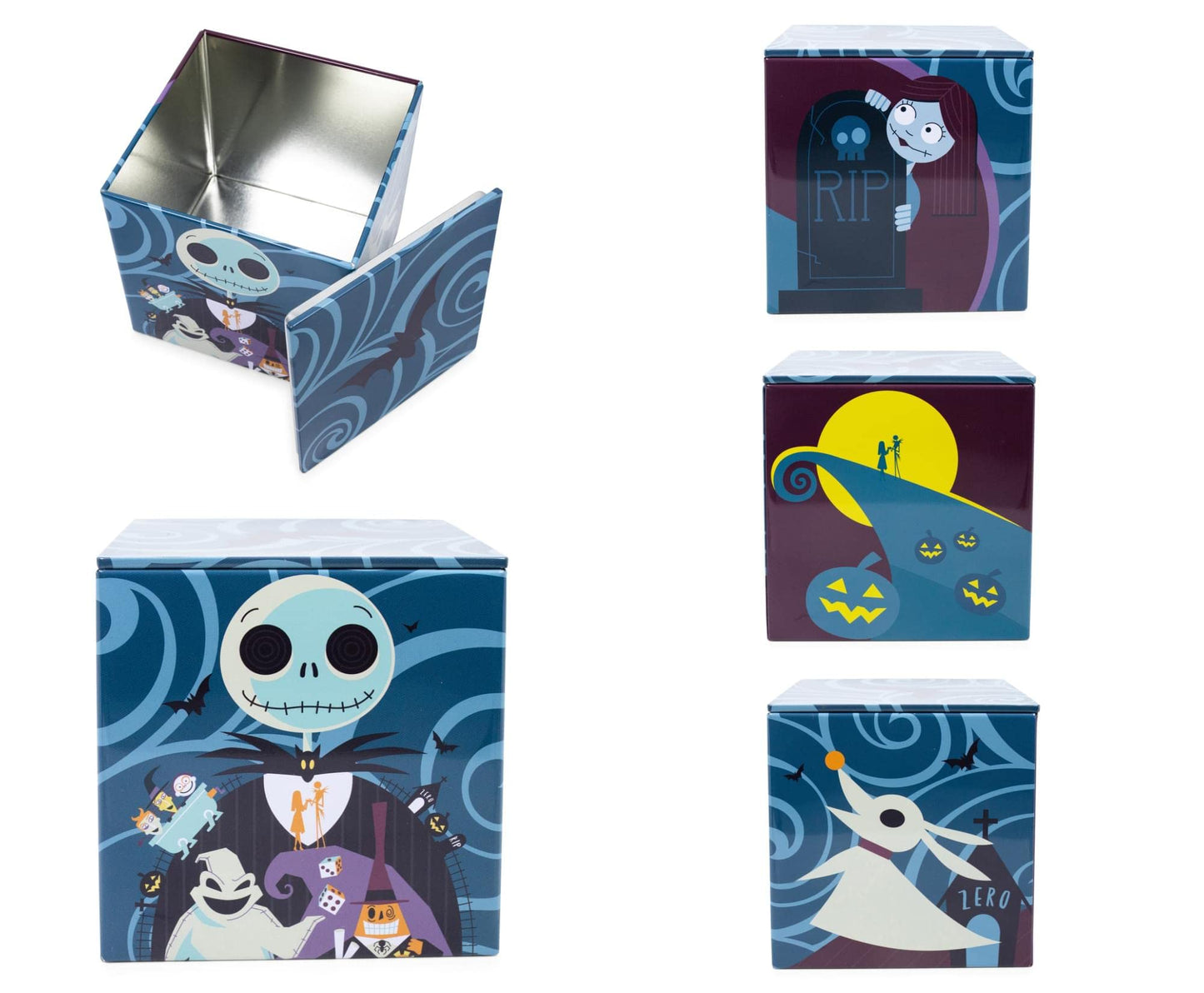 Disney The Nightmare Before Christmas Jack Skellington 4-Inch Tin Storage Box Cube Organizer with Lid | Basket Container, Cubby Cube Closet…