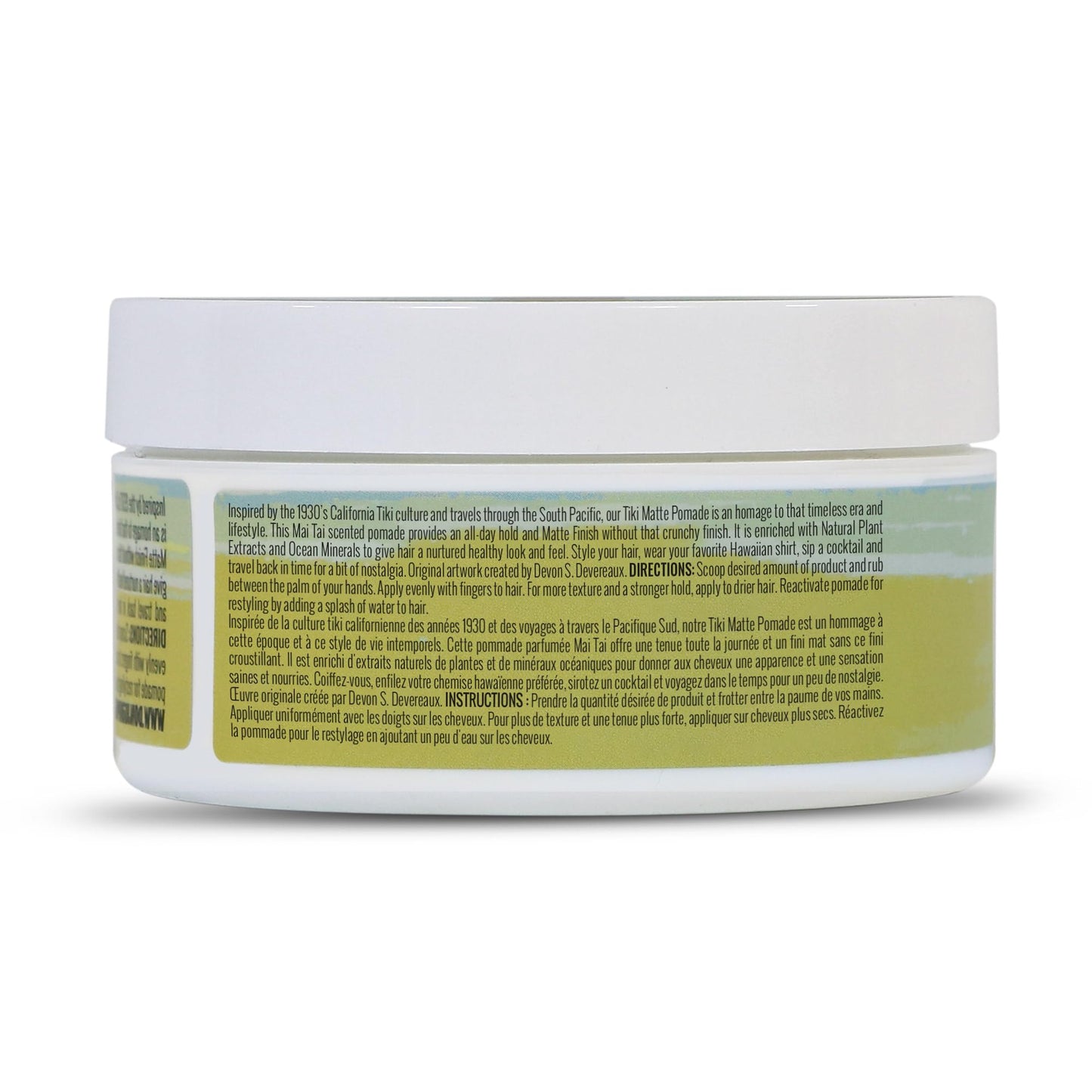 Don Juan Tiki Matte Pomade | Water Based | High Hold | Matte Finish | Natural Plant Extracts and Ocean Minerals | Mai Tai Tropical Scent, 4oz Pack