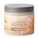 Glimmer Goddess Shimmer Body Butter with Organic Whipped Shea Butter for Hydration, Moisturizing & Silky Natural Glow - Diamond Super, 4 oz