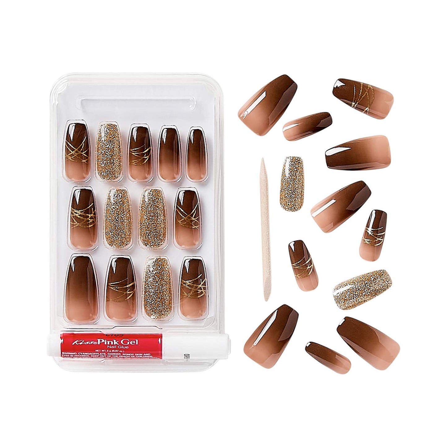 Gold Finger Gel Glam Design Nail (GD18)