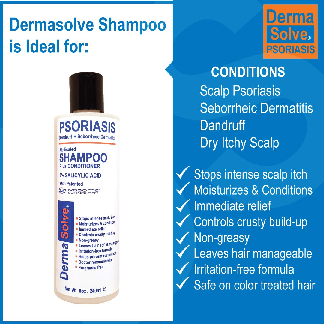 Psoriasis Shampoo and Leave-In Styling Spray Conditioner (Combo Pack) | Detangler for Sensitive Skin, Soothing Anti Dandruff, De-Flake, Dry Scalp