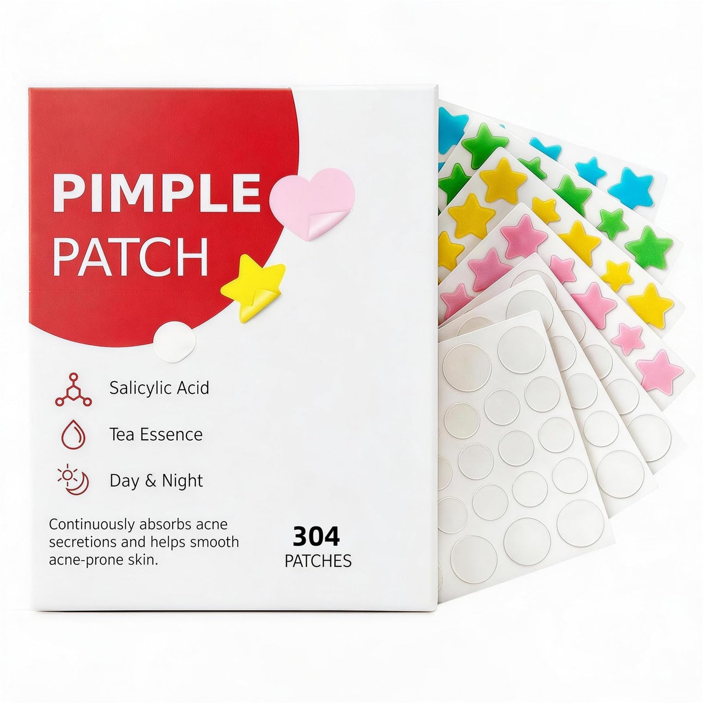Pimple Patches for Face,Hydrocolloid Acne Patches Star,Zit Patches,Pimple Popper Tool Kit,Facial Skin Care Products Containing Salicylic Acid,Tea Tree Beauty and Personal Care sundpik Default Title