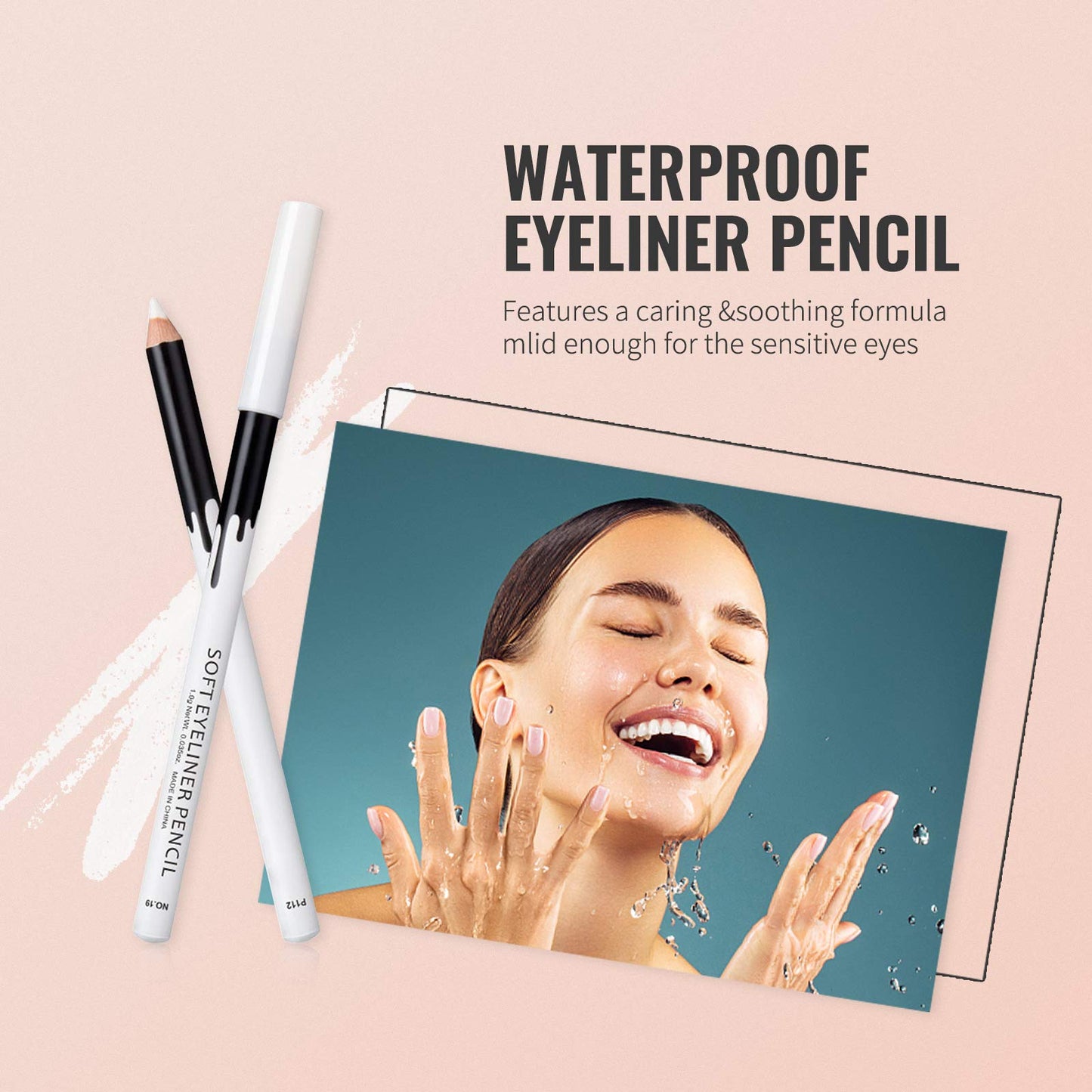 12PCS Erinde White Eyeliner Pencil, Soft Highlighter Gel Eyeliner Pencil, Eye Liner Pen, Professional Eye Bighten Eyeshadow Waterproof Matte