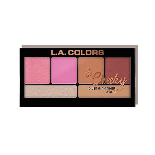 L.A. COLORS So Cheeky Blush and Highlight Palette, Pink and Playful C30461