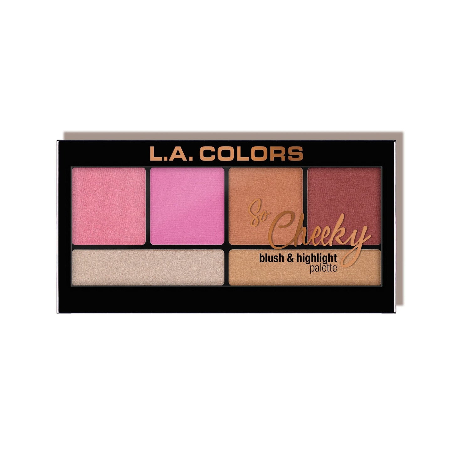 L.A. COLORS So Cheeky Blush and Highlight Palette, Pink and Playful C30461