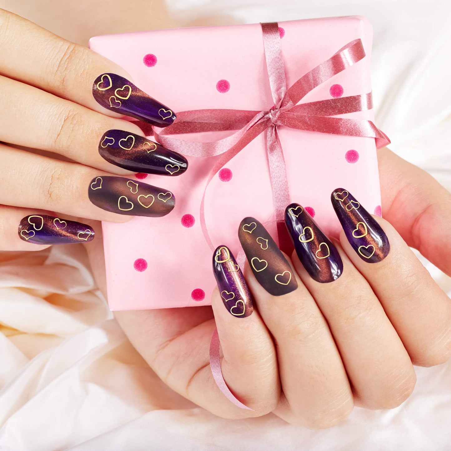 PAGOW 1000pcs 3D Gold Heart Nail Art Metal Charm Kit Love Small Metallic DIY Studs Sequins Valentine Decoration Spring Summer Accessories Gift