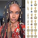 Formery Crystals Loc Jewelry for Hair Gold Crown Coiling African Dreadlock Cuff Accessories Spiral Braid Jewels for Black Women (18PCS)
