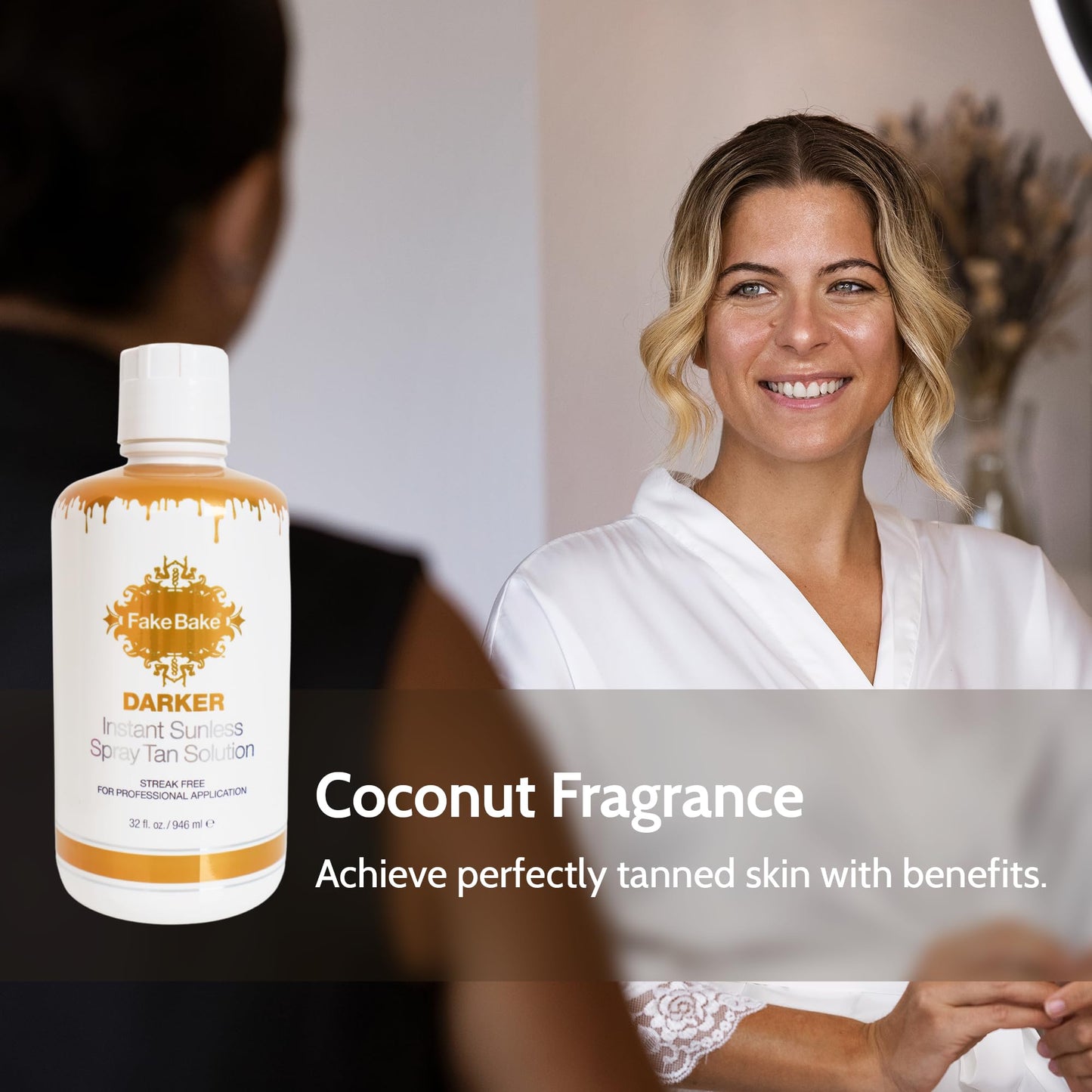 Fake Bake Darker Spray Tan Solution – Professional Sunless Self Tanner for Airbrush Machine, Long-Lasting Face & Body Bronzing Glow, 32 fl oz