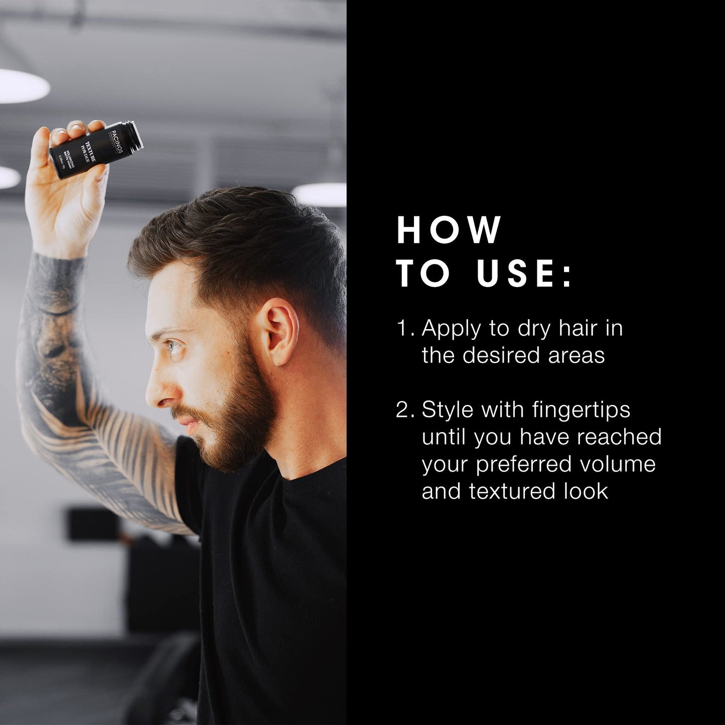 Pacinos Texture Powder - Lightweight Root Lifting Powder with Matte Dry Finish for Texture, Volume & Thickness - Shaker Bottle for Easy Hair Styling