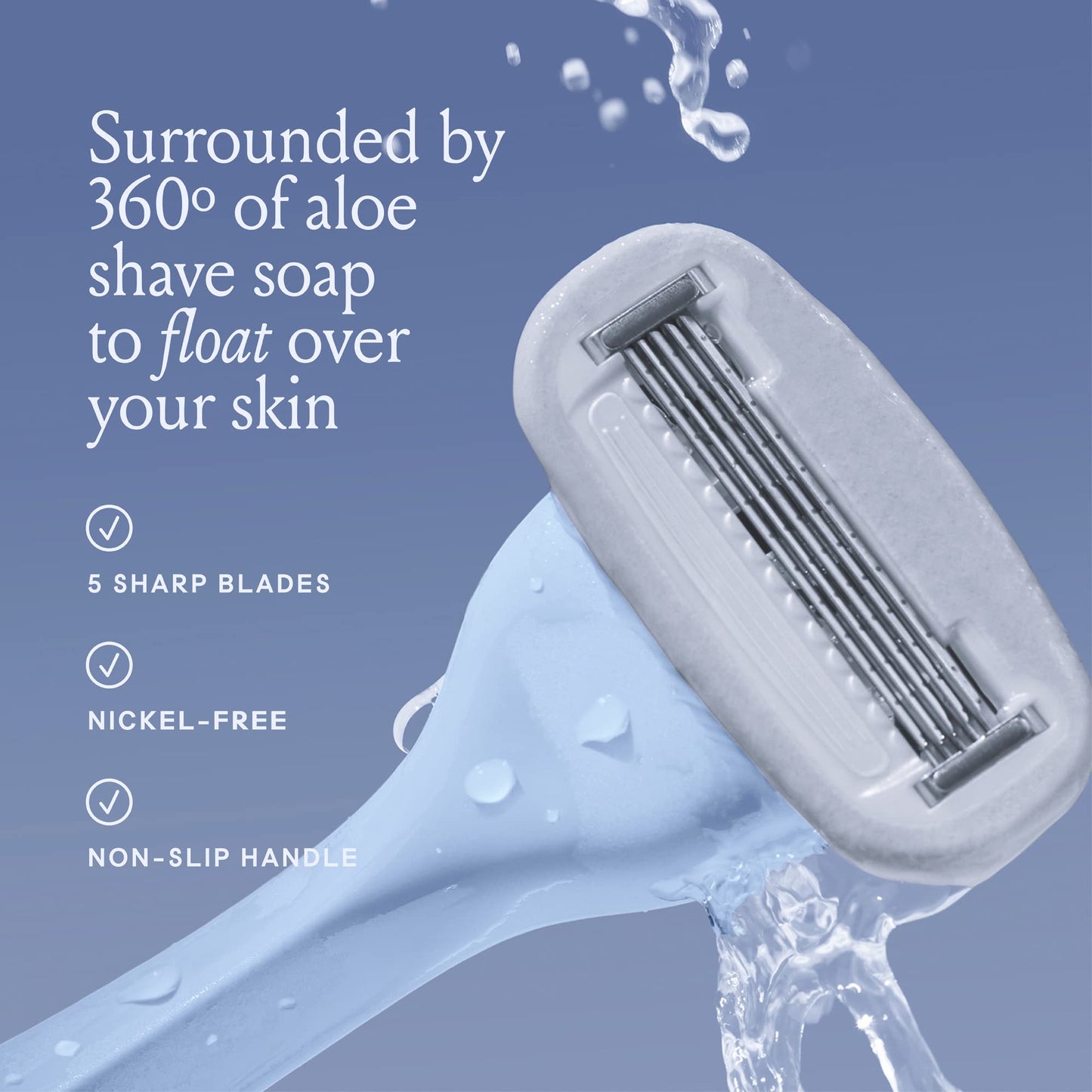 Billie Razors for Women Shave Kit - Women’s Razor + 4 x 5-Blade Razor Refills + Magnetic Holder - Cool Blue Beauty and Personal Care Billie