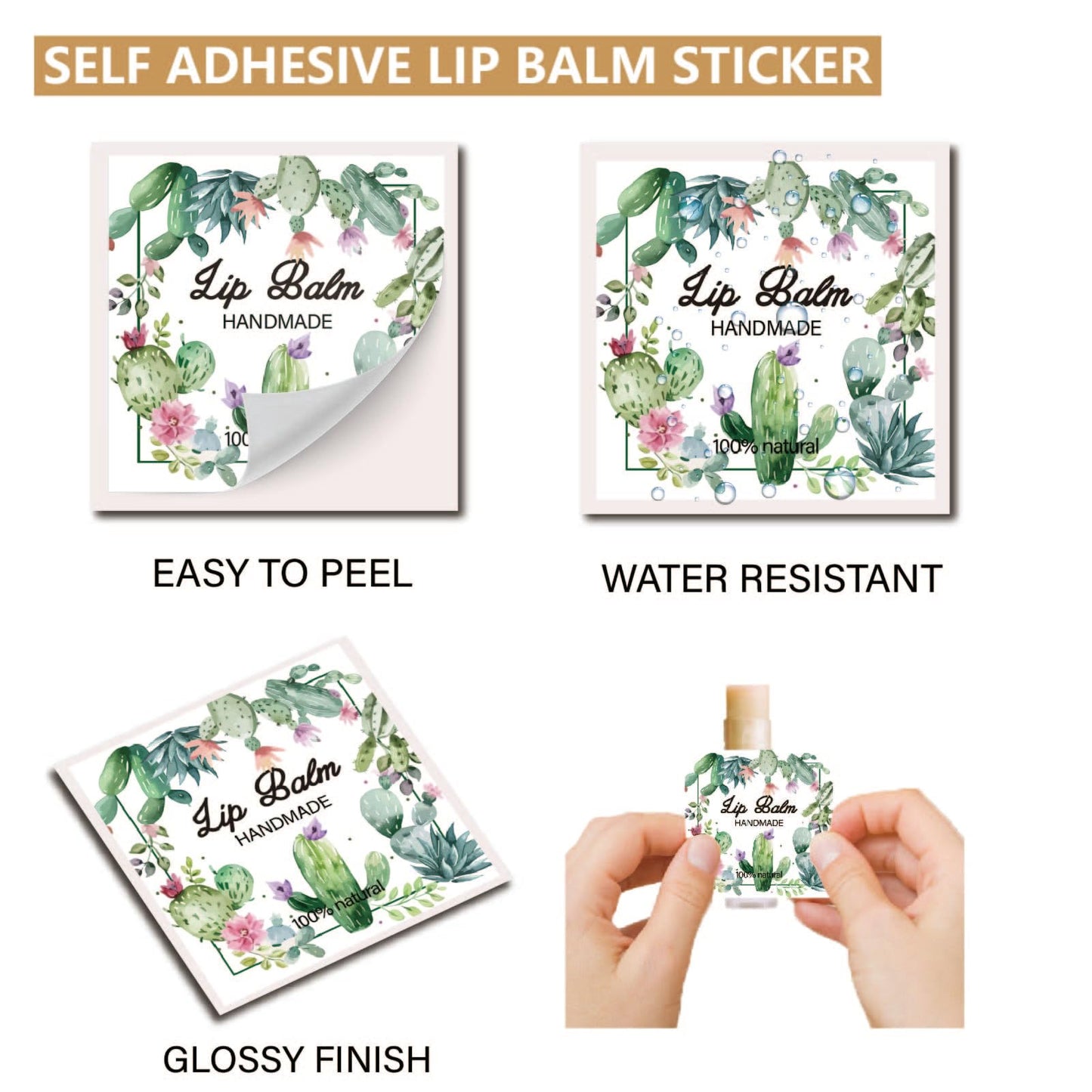 CRASPIRE 80Pcs 8 Styles Lip Balm Stickers Cactus Tropical Plants Greenery Homemade Skincare Products Self-Adhesive Waterproof Lip Balm Labels Stickers Beauty and Personal Care CRASPIRE