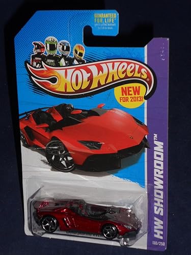 Lambo Aventador J Hot Wheels 2013 HW Showroom Series RED Lamborghini Aventador J Roadster 1:64 Scale Collectible Die Cast Car #180/250