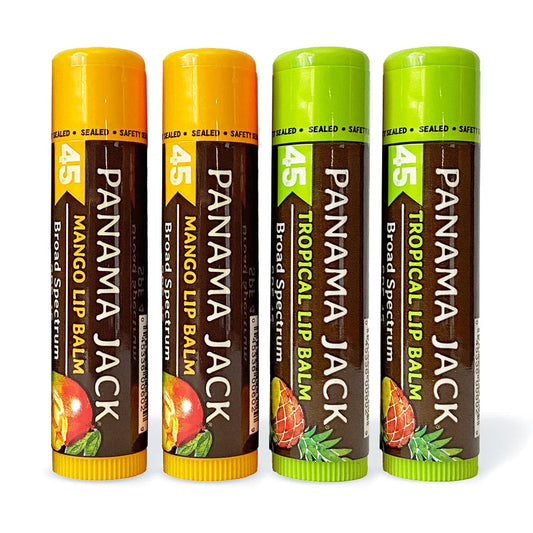 Panama Jack Sunscreen Lip Balm - SPF 45, Flavor Pack, Broad Spectrum UVA-UVB Sunscreen Protection, Prevents & Soothes Dry, Chapped Lips