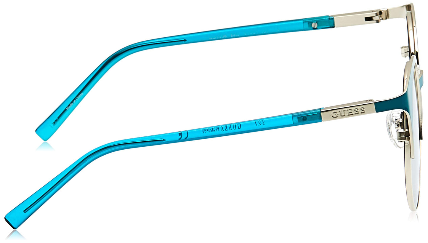 GUESS Women's Gu3036 GU3036 Round Sunglasses, turquoise & brown mirror, 51 mm