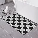Knerova Black and White Checkered Bath mats Quick Dry Absorbent Bath Rugs Rubber Non Slip Bath Mat for Bathroom Floor Tub Shower Sink 20"×31.5"