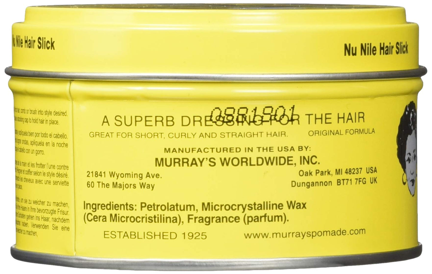 Murray's Nu Nile Hair Slick Dressing Pomade 3 oz. Jar