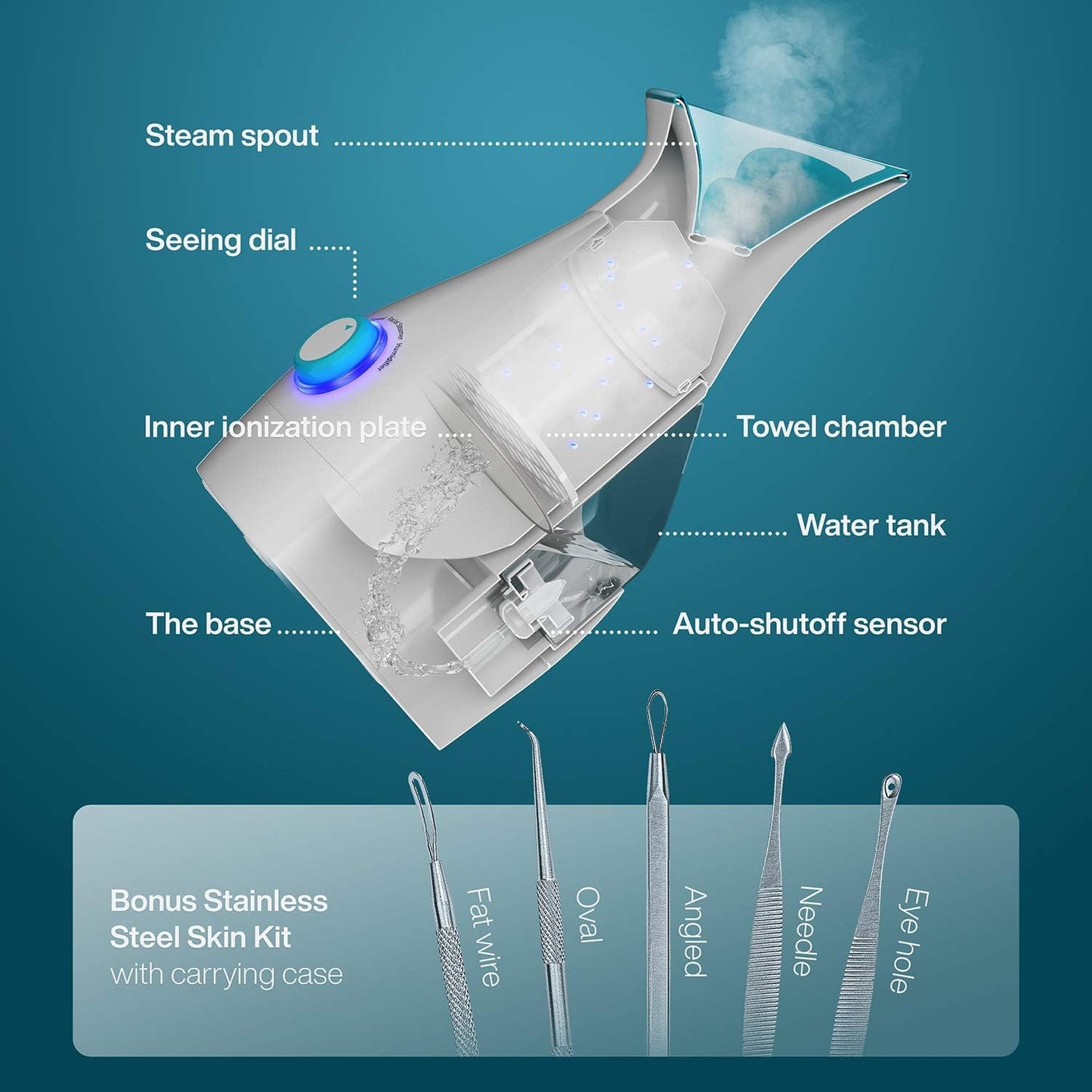 Pure Daily Care NanoSteamer Large 3-in-1 Nano Ionic Facial Steamer with Precise Temp Control - Humidifier - Unclogs Pores - Blackheads - Spa Quality Beauty and Personal Care Pure Daily Care