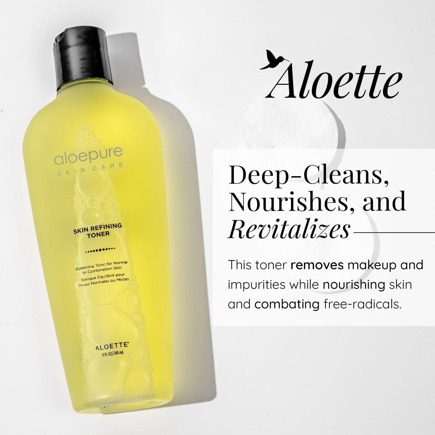 Aloette Skin Refining Toner for Face - Deep Cleansing Hydrating Facial Toner for Women & Men Rejuvenates, Nourishes & Revitalizes Skin - Gentle