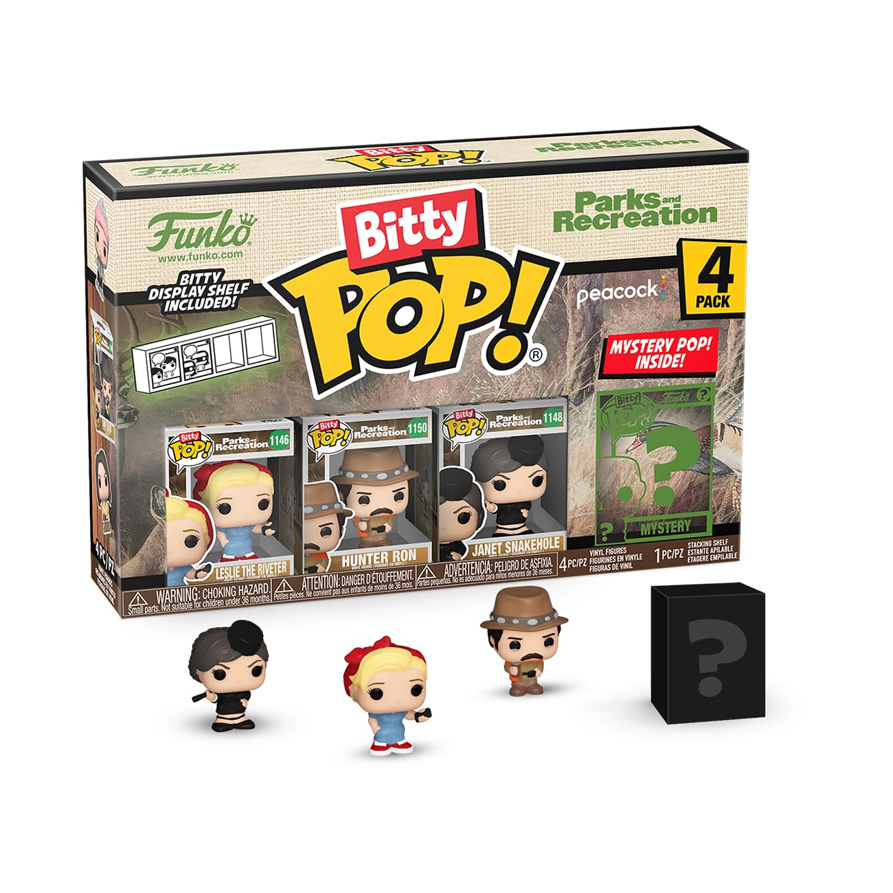 Funko Bitty POP! Parks & Recreation - 4 Pack - Leslie The Riveter, Bitty POP! Hunter Ron, Bitty POP! Janet Snakehole, and a Mystery Bitty POP! Figure…