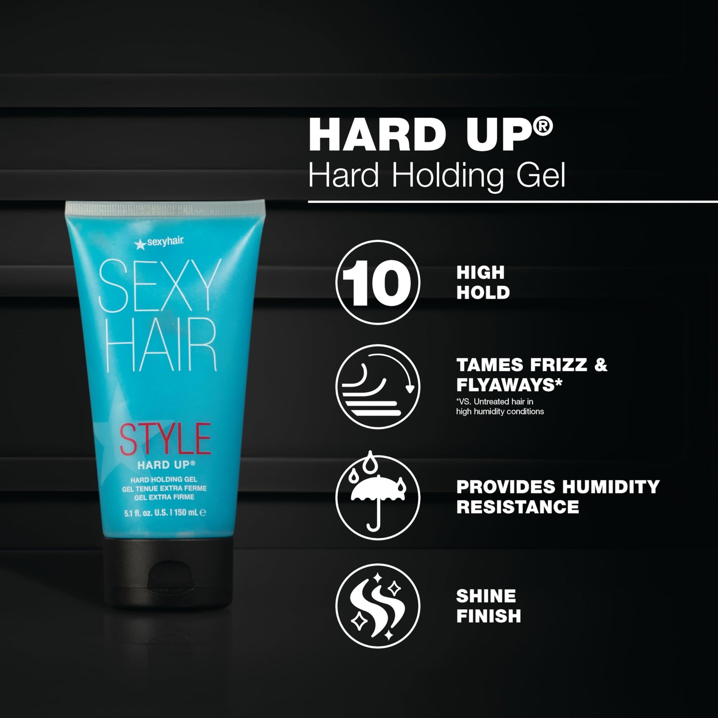 SexyHair Style Hard Up Hard Holding Gel, 16.9 Oz | Extreme Hold | Non-Flaking Formula | All Hair Types