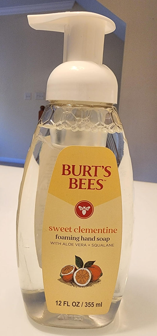 Burt's Bees Foaming Hand Soap Pump - Moisturizing Foam Hand Soap for Bathroom and Kitchen, Gentle Hand Wash, Soft Hand Soap Foam, Sweet Clementine