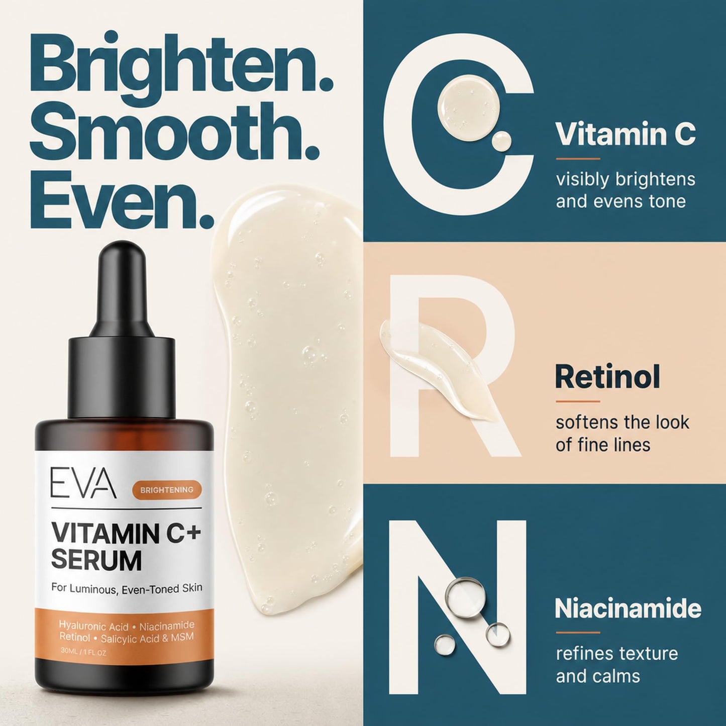 Eva Naturals Vitamin C Serum for Face - Anti Aging Dark Spot Remover & Corrector with Retinol, Hyaluronic Acid, Niacinamide & Salicylic Acid Beauty and Personal Care Eva Naturals