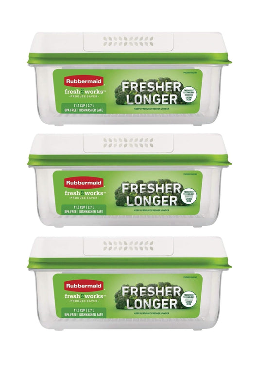 Rubbermaid FreshWorks Produce Saver, Large Storage Containers With Lids, Pack of 3, 6-Piece Set