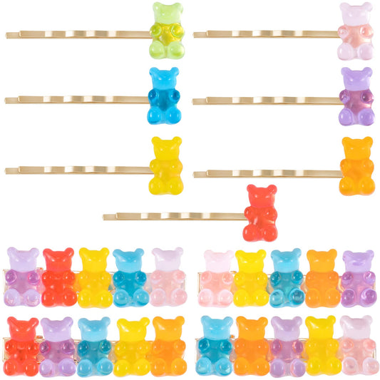 PAGOW 11 Styles Candy Hair Clips Cartoon Gummy Bear Barrettes Colorful Resin Animal Hairpins Handmade Birthday Valentines Christmas Hair Accessories