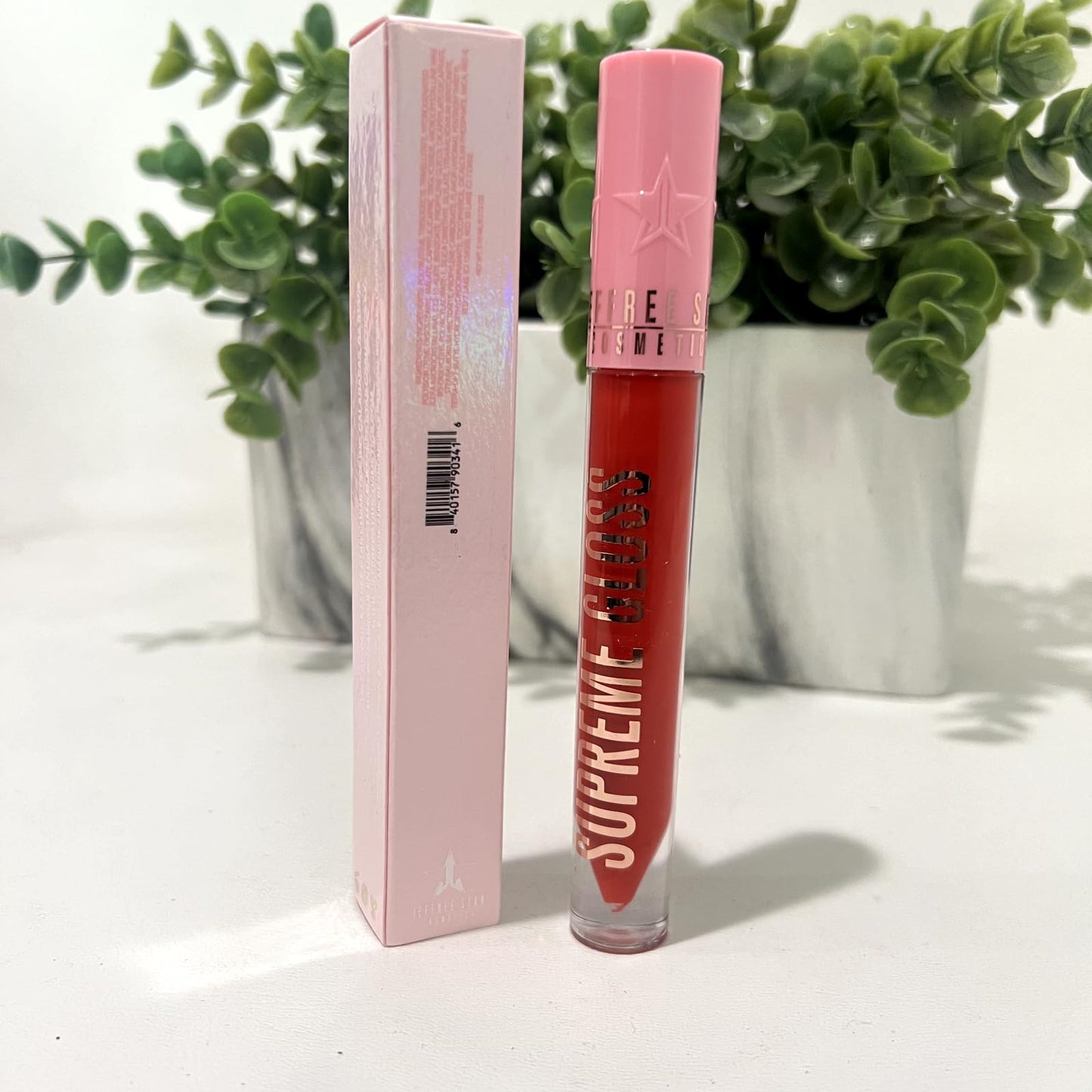 Jeffree Star Cosmetics Supreme Gloss - Red Affair (Medium) - Full-Pigment, High-Shine, Non-Sticky Lip Gloss with Rose Petal Applicator, Vegan &