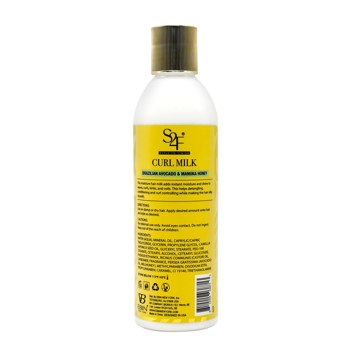 Manuka Honey & Brazilian Avocado Curl Milk - 8oz/ 236ml | Hydration with Light-weight, Strengthens and Enhances Hair | For all curls 2A - 4C