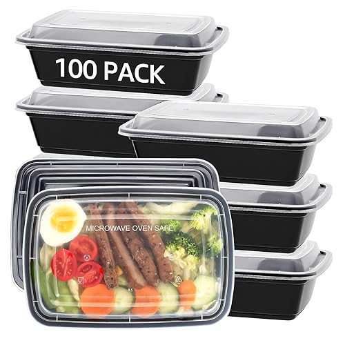 Lifetime Supplies 100 PACK, 24 oz. Meal Prep Containers, Extra Large & Thick Food Storage Containers with Lids - BPA Free Stackable Microwavable…