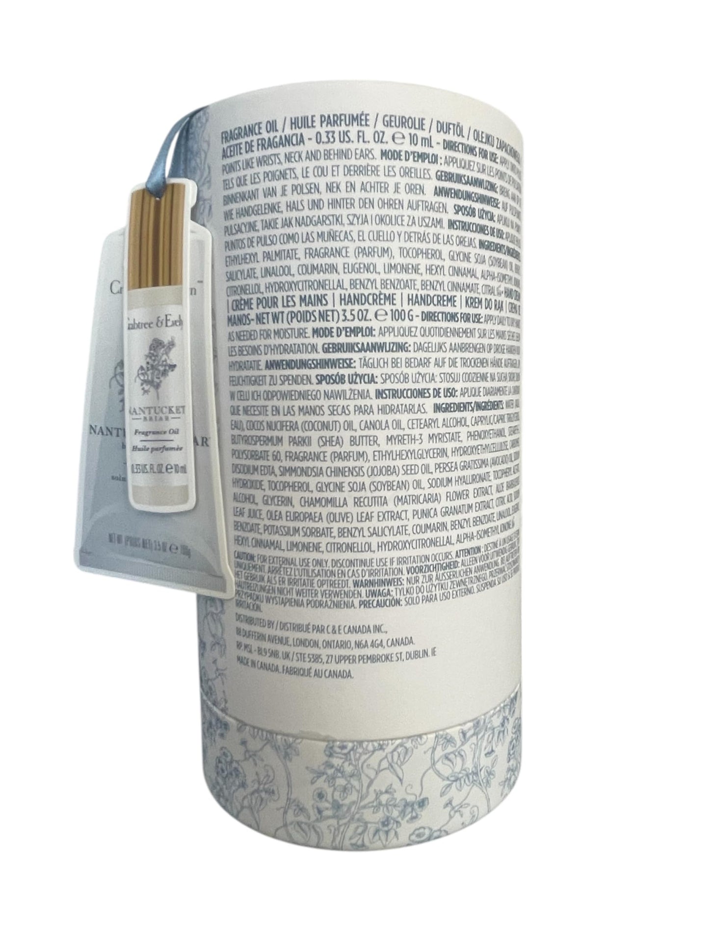 Crabtree & Evelyn Nantucket Briar Fragrance Oil Rollerball 0.33oz & Hand Creme 3.5oz Set