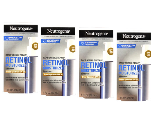 Neutrogena Rapid Wrinkle Repair Daily Face Moisturizer with SPF 30 & Hyaluronic Acid, 1 Fl. Oz. 4 Pack