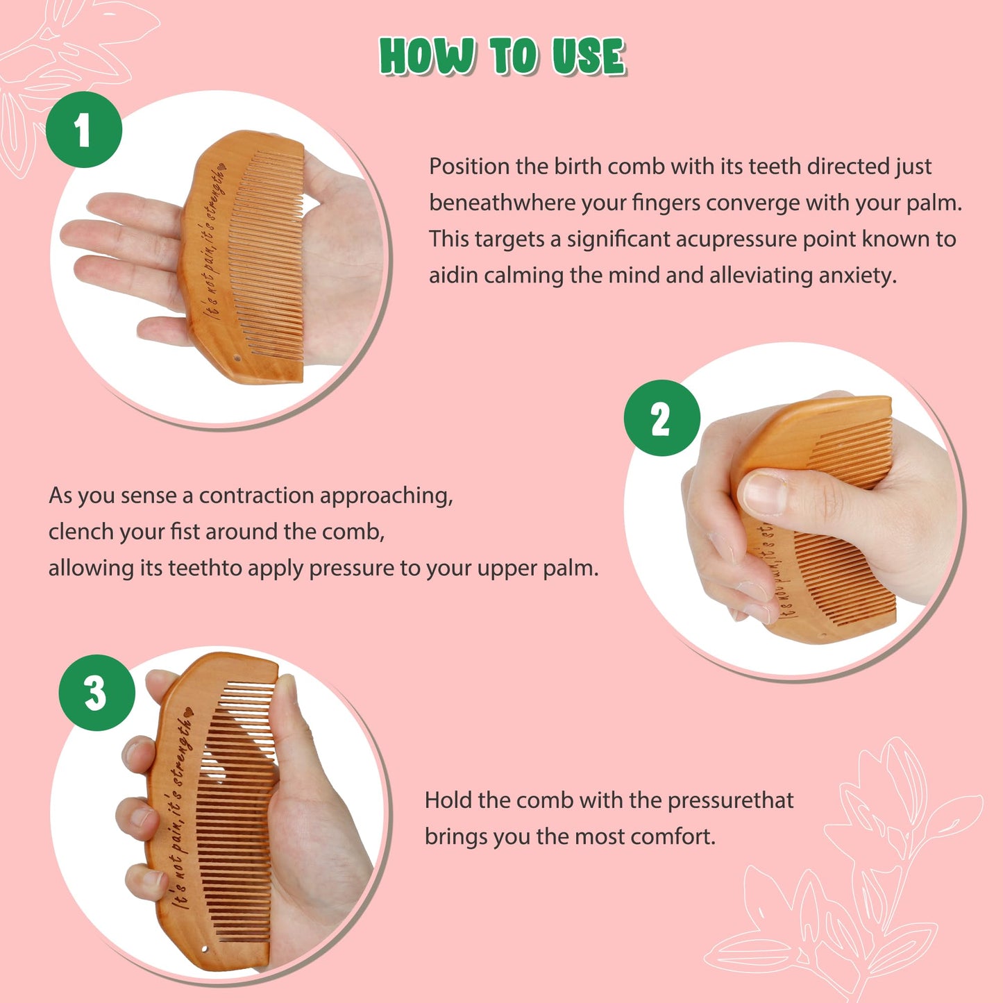 Arrozon Birth Comb for Women Labor, Hospital Bag Must Haves for Pregnant Mom, Wooden Labor comb Natural Labor and Delivery Essentials, New Mom Gifts Beauty and Personal Care Arrozon