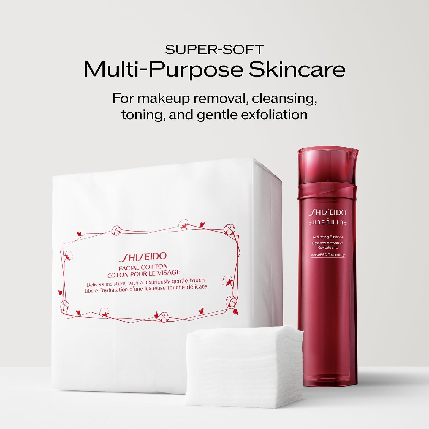 Shiseido Facial Cotton Pads - Includes 165 Squares - for Softener Application & Makeup Removal - 100% Natural, Super Soft Beauty and Personal Care Shiseido
