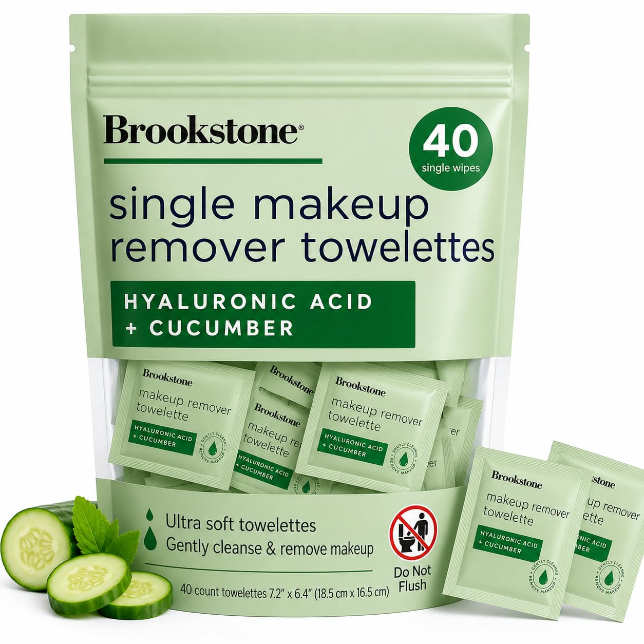 Brookstone Makeup Remover Wipes Individually Wrapped - Bulk Eye & Face Wipes for Travel, Single Makeup Remover Packets for Mascara, Oil & Dirt Beauty and Personal Care Pink Sky Default Title