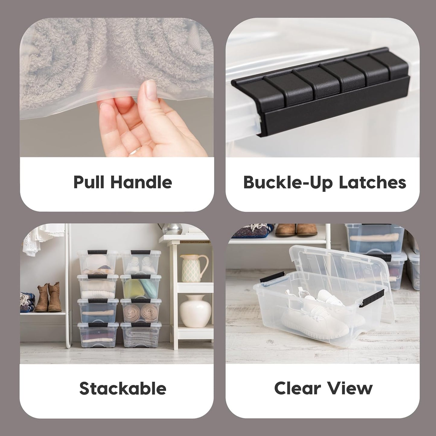 IRIS USA 13 QT Plastic Storage Box with Lid and Latches - 6 Pack - BPA-Free, See-Through Organizing Solution, Durable Nestable Stackable Containers…